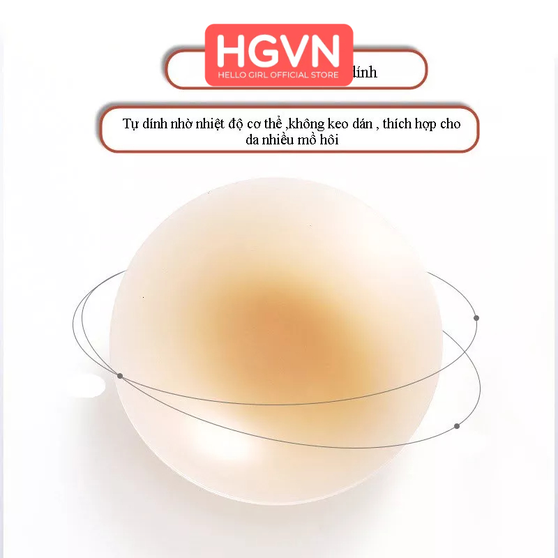 Set 2 Miếng Dán Ngực  Silicon  HGVN Siêu Mỏng Nipple Cover  Không Keo Dán Siêu Bám