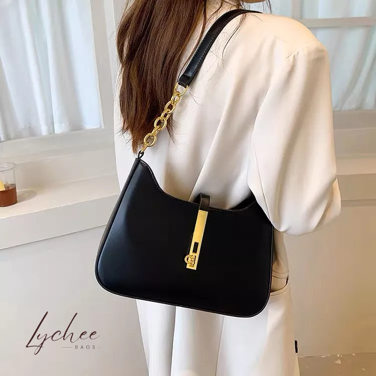 Túi xách nữ đeo vai kẹp nách Lychee chất da cao cấp phối khoá vuông thiết kế phù hợp đi làm đi chơi size 22 DT107
