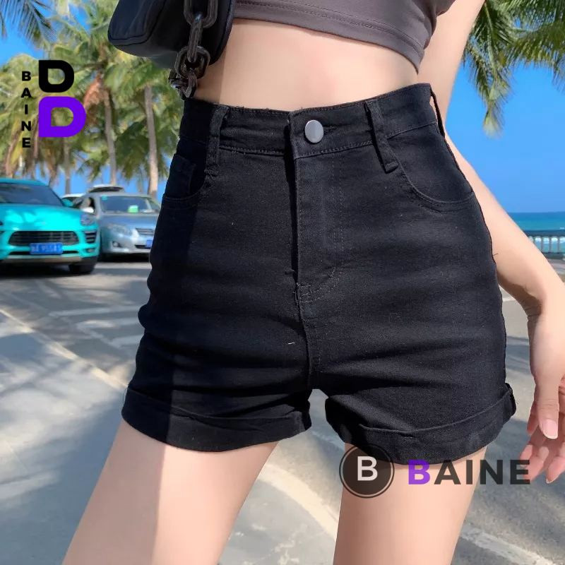 Quần SHORT LẬT LAI Nữ Vải Jean Kaki, Quần Dày Đẹp Thoáng Mát BAINE