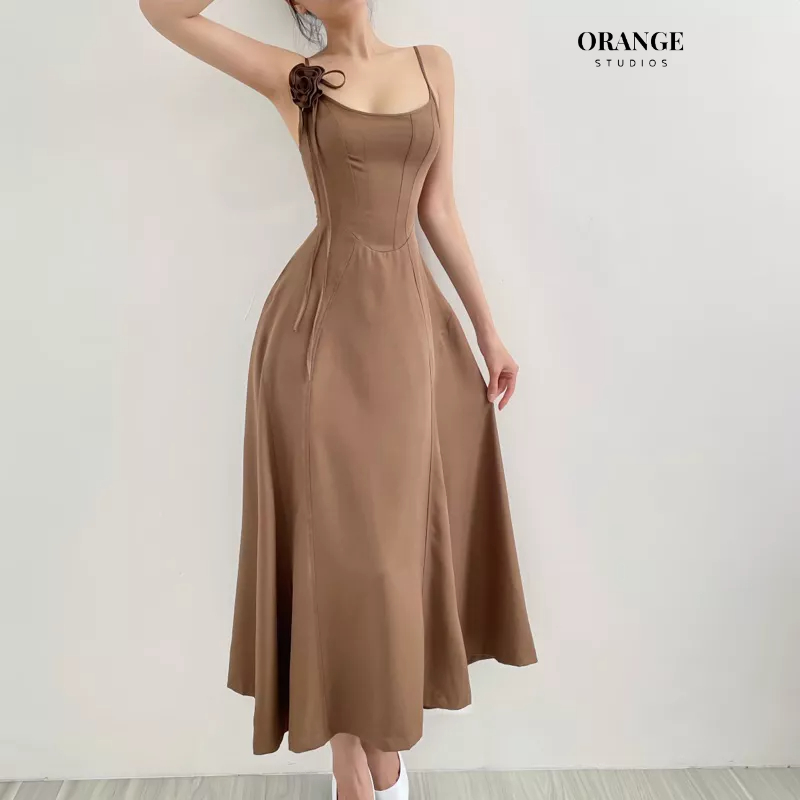 ( ORANGE STUDIOS ) HÌNH THẬT - Sẵn Hỏa Tốc - Gladys Maxi - Đầm Thiết Kế 2 Dây Dáng Dài Tặng Kèm Hoa