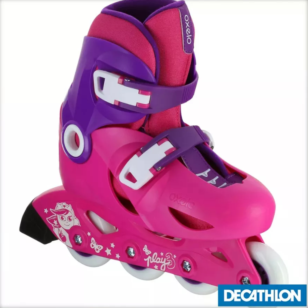 Giày trượt patin Play 3 trẻ em màu hồng/tím DECATHLON OXELO 8367591
