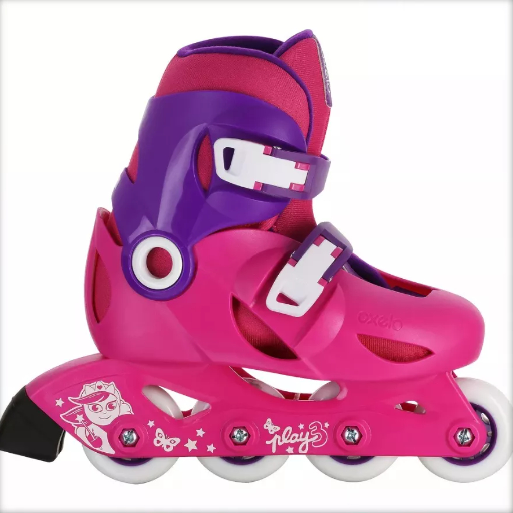 Giày trượt patin Play 3 trẻ em màu hồng/tím DECATHLON OXELO 8367591