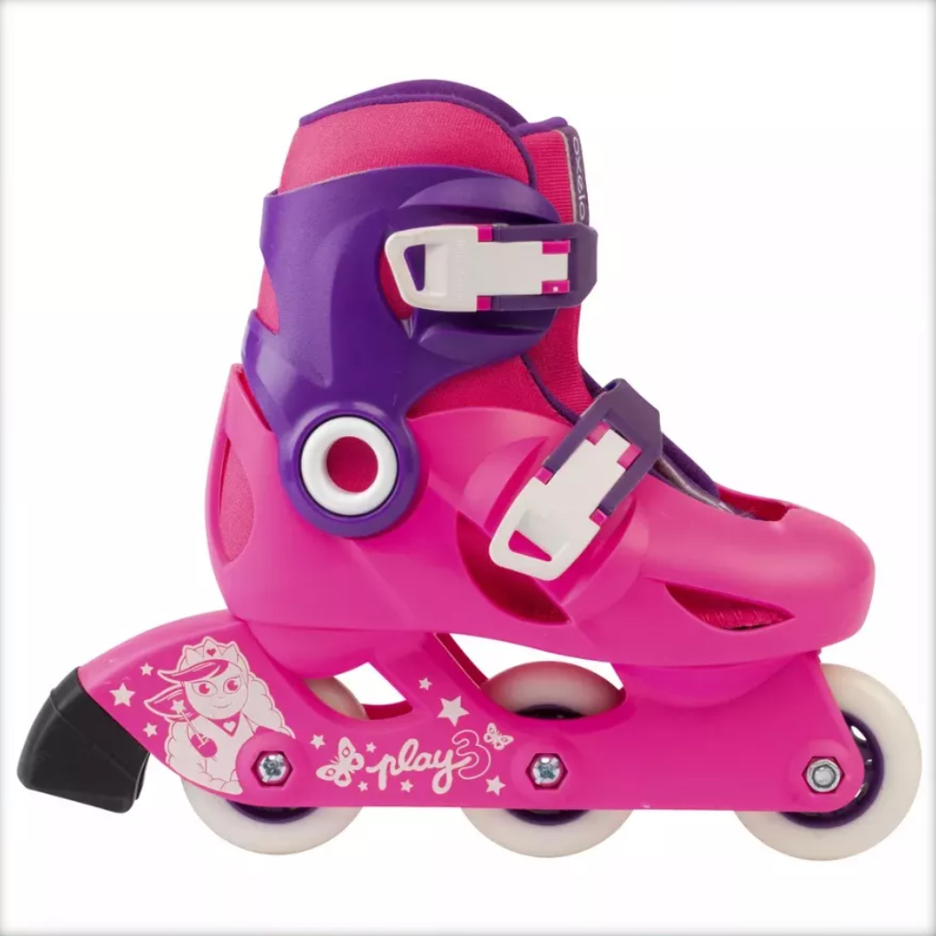 Giày trượt patin Play 3 trẻ em màu hồng/tím DECATHLON OXELO 8367591