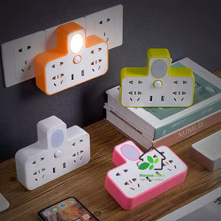 Ổ cắm điện chữ T 4 phích cắm tích hợp 2 cổng usb