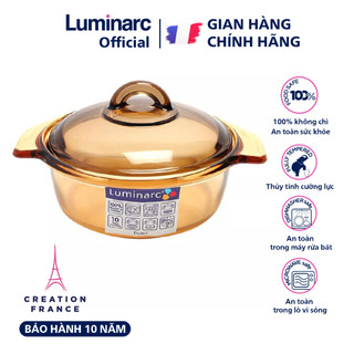 Nồi thủy tinh từ Luminarc Amberline 1L H6721TU, dùng được bếp từ, sản xuất tại Pháp, bảo hành thân nồi 10 năm