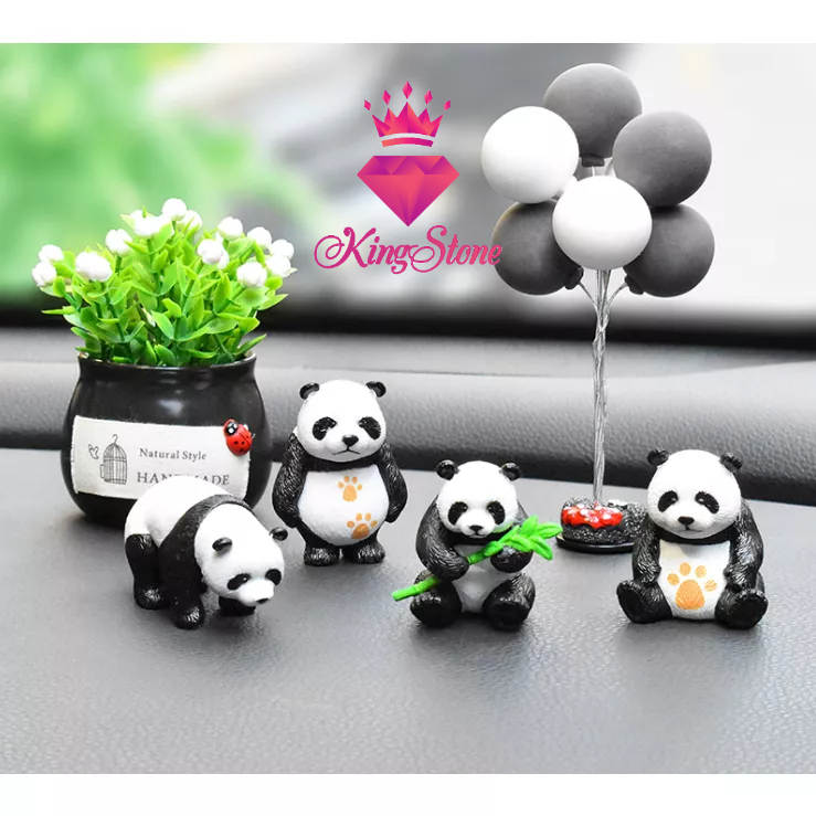 Phụ kiện ô tô set 4 gấu trúc panda trang trí taplo, decor Phòng Ngủ Bàn Học - trang trí ô tô King Stone