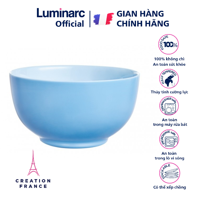 Bát tô thủy tinh Luminarc Diwali Light Blue 14.5cm 750ml P2017 | Hàng chính hãng