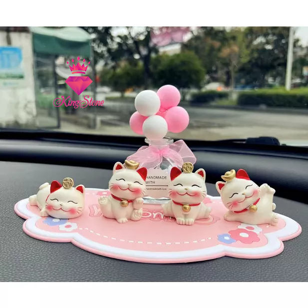 Phụ Kiện Trang Trí xe hơi set 4 mèo thần tài may mắn Decor Taplo, Phòng Ngủ Bàn Học - trang trí ô tô Kingstone