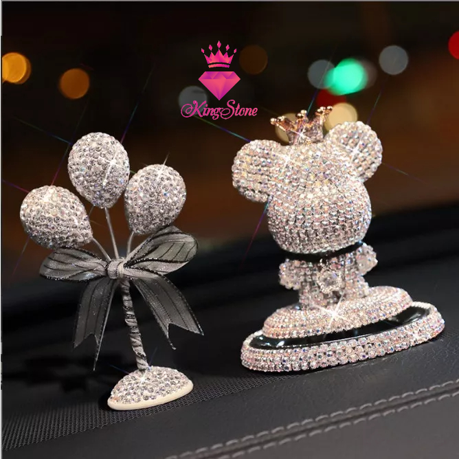 Phụ kiện ô tô Gấu Bearbick đính đá sang trọng trang trí taplo, decor Phòng Ngủ Bàn Học - trang trí ô tô King Stone