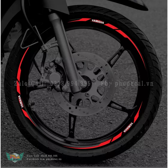 Tem phản quang chỉ mâm dán xe YAMAHA cao cấp đủ 4 màu xanh, trắng, vàng, đỏ độ bám cao. không bay màu