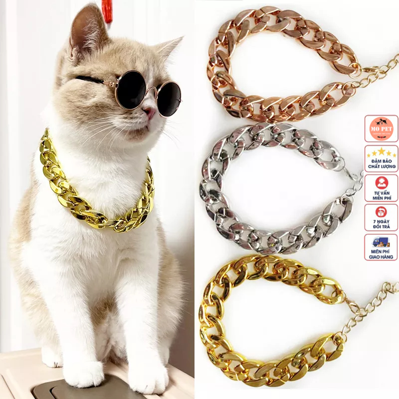 Dây chuyền xích mạ vàng  sang chảnh cho chó mèo