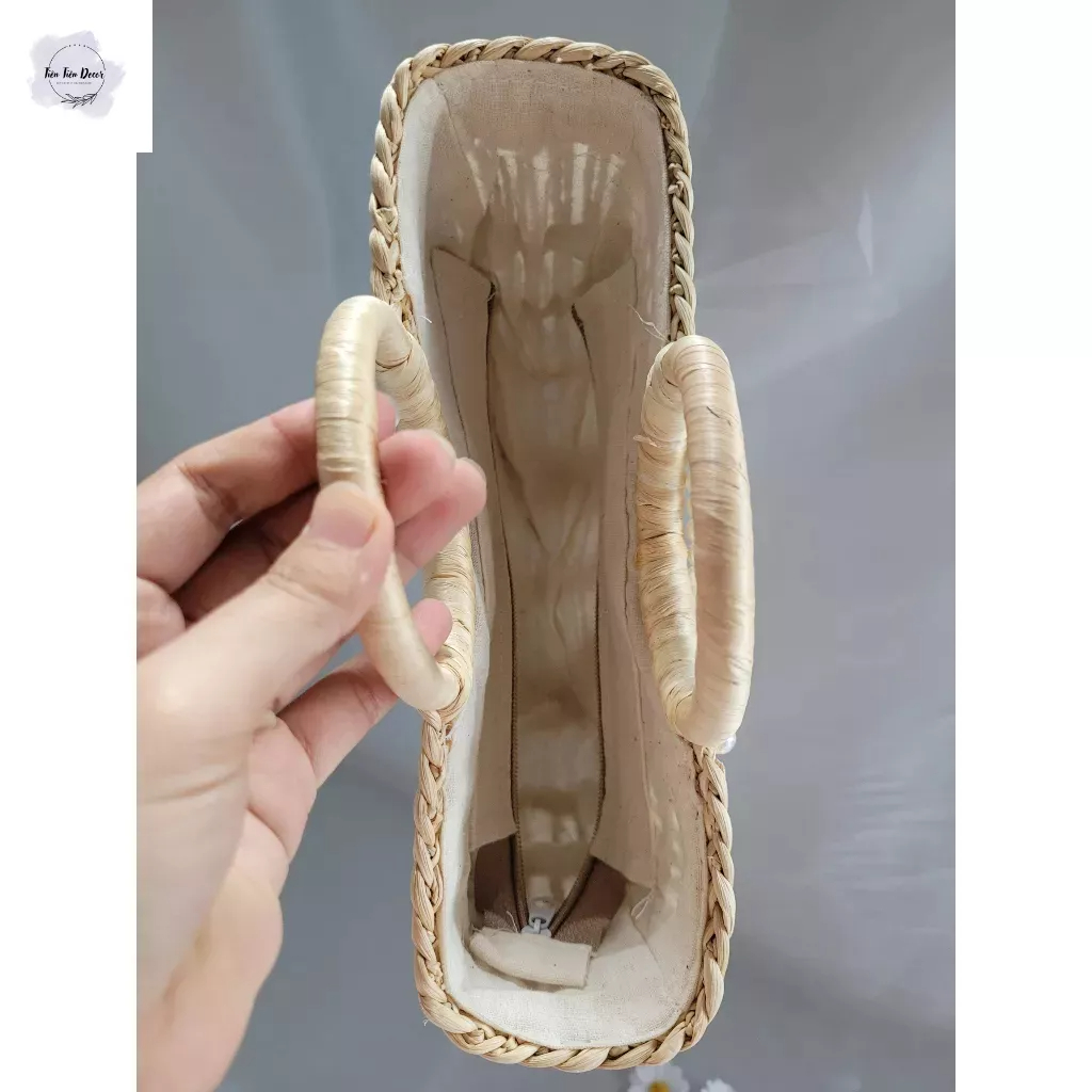 Kho sỉ túi cói lục bình vintage rẻ quạt chụp hình đi biển cho chị em sang xịn 25x 18x 9