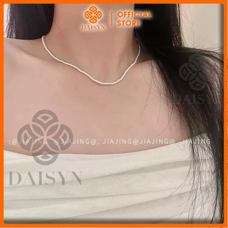 N568 dây chuyền sợi hạt ngọc hạt trai nhỏ 3mm xinh xắn cho nữ