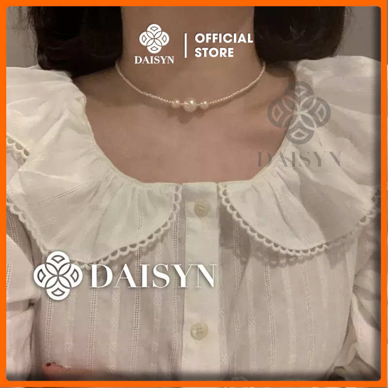 N415 choker vòng cổ hạt Trai, dây chuyền hạt bẹt dây chuyền mang áo dài 3 hạt lớn hạt nhiều kích cỡ cho nữ