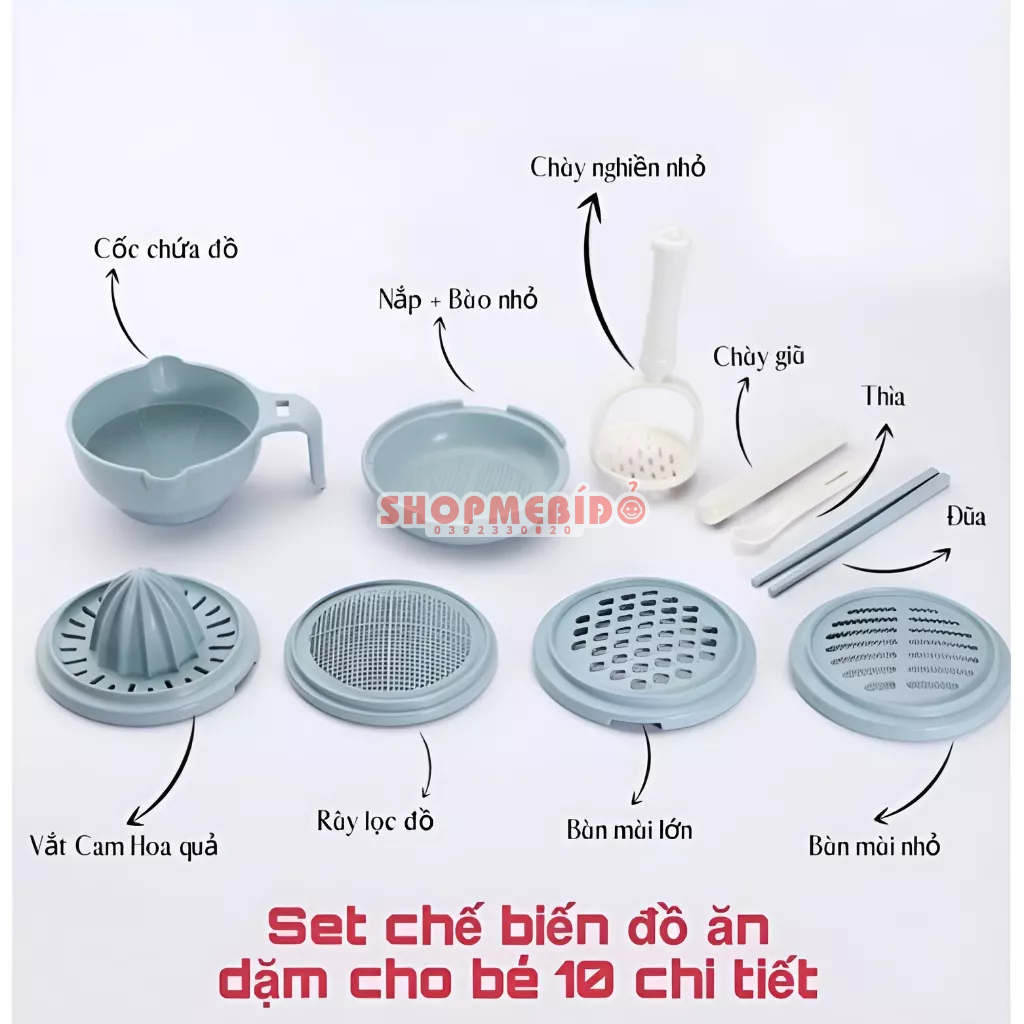 Bộ Chế Biến Ăn Dặm Kiểu Nhật 10 Chi Tiết Cao Cấp Cho Bé Loại 1 Dày Đẹp