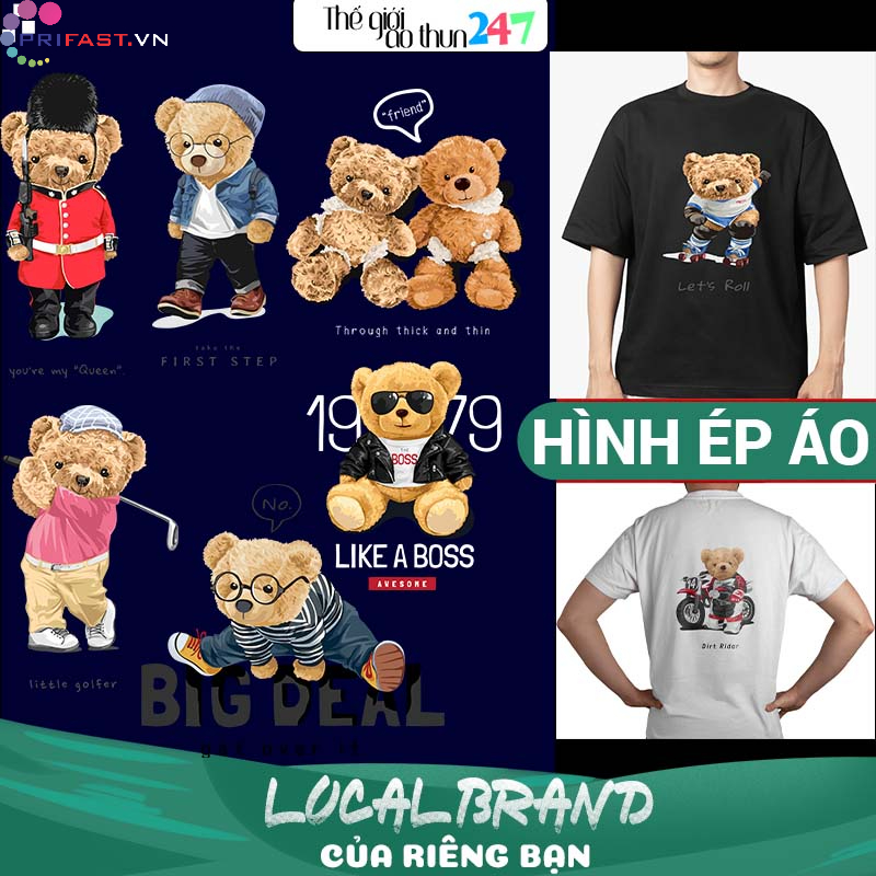 - Hình Gấu Teddy TD5 in bằng bàn ủi, bàn là