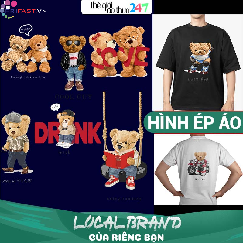 - Hình Gấu Teddy TD13 in bằng bàn ủi, bàn là
