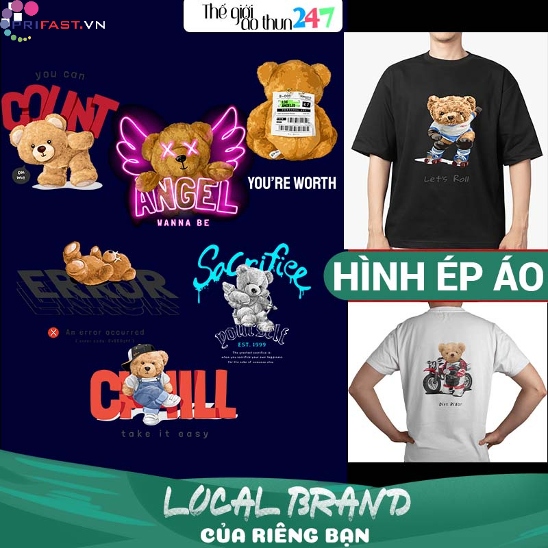 - Hình Gấu Teddy TD16 in bằng bàn ủi, bàn là