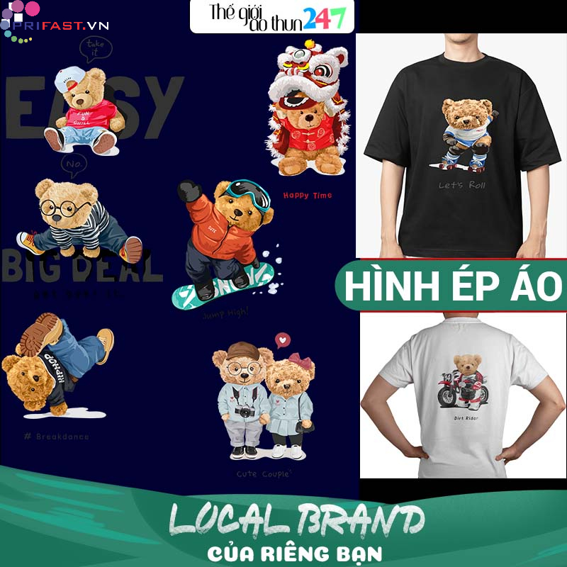 - Hình Gấu Teddy TD17 in bằng bàn ủi, bàn là
