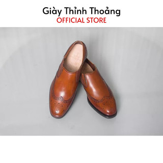 Giày lười nam kiểu dáng loafer họa tiết đục lỗ chất liệu da bê nhập khẩu