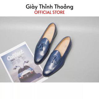Giày lười nam kiểu dáng loafer khâu thủ công họa tiết chất liệu da bê nhập khẩu