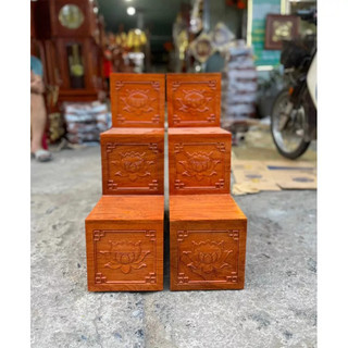 Bục Tam cấp kê ban thờ thần tài gỗ hương đá