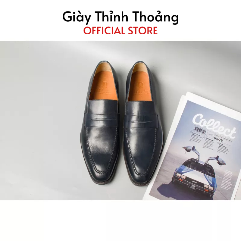 Giày Lười Nam Kiểu Dáng Loafer Sang Trọng Chất Liệu Da Bê Nhập Khẩu Cao Cấp (D 09 GY DL)