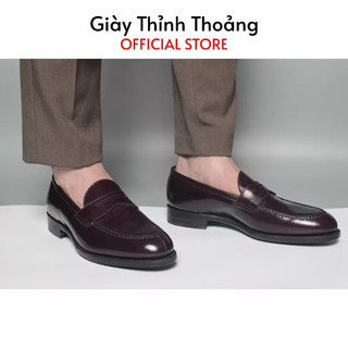 Giày lười nam kiểu dáng loafer khâu thủ công chất liệu da bê nhập khẩu cao cấp