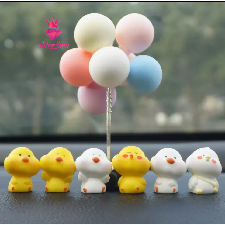 Phụ Kiện Trang Trí xe hơi set 6 gà trắng vàng dễ thương Decor Taplo, Phòng Ngủ Bàn Học - trang trí ô tô Kingstone
