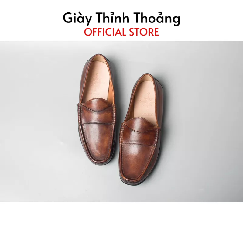 Giày Lười Nam Kiểu Dáng Loafer Khâu Thủ Công Chất Liệu Da Bê Nhập Khẩu Cao Cấp (1A CANO)