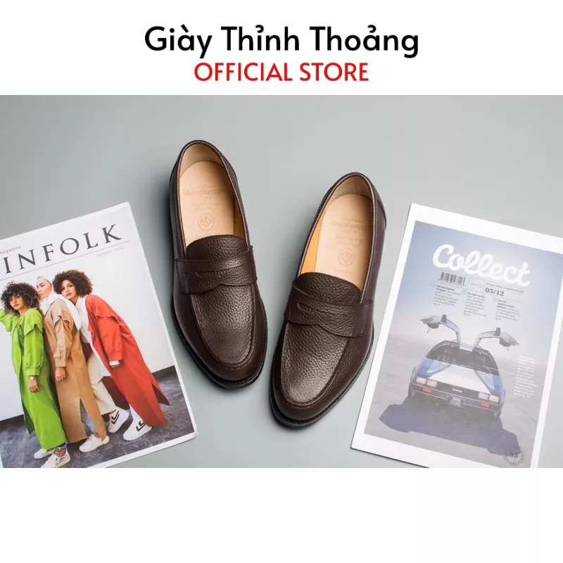 Giày Lười Nam Khâu Thủ Công Công Sở Sang Trọng Chất Liệu Da Bê Nhập Khẩu Cao Cấp (UR 302)