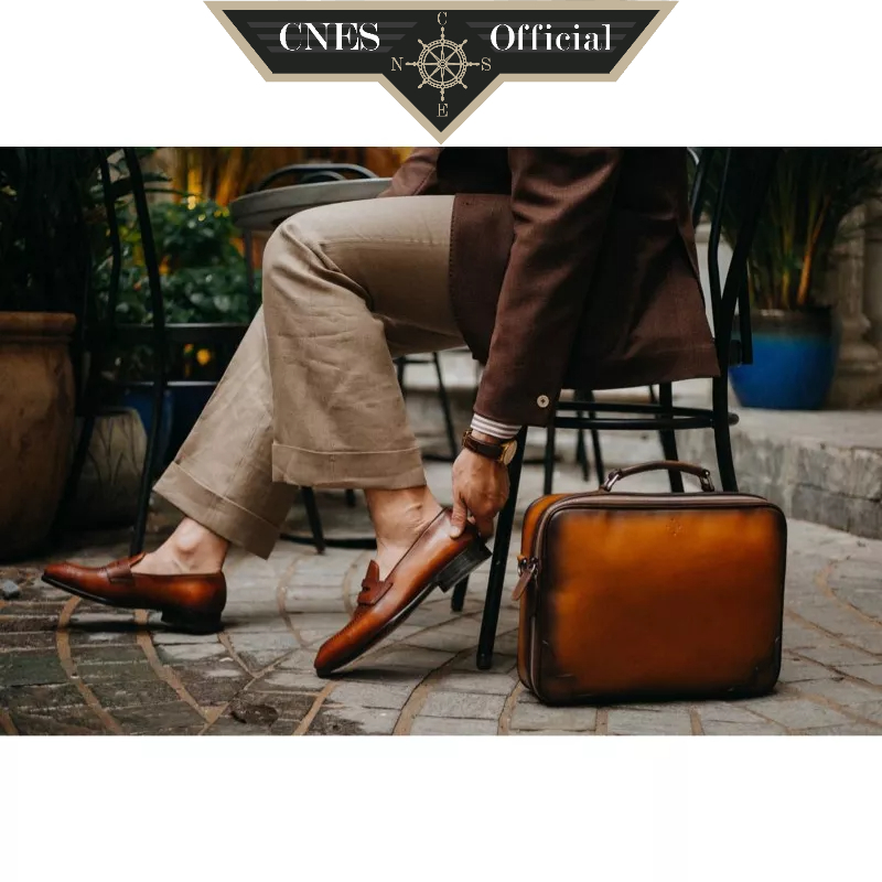 Giày Da Nam Kiểu Dáng Loafer Sang Trọng Lịch Sự Công Sở Da Bê Cao Cấp Thương Hiệu CNES (CNS 179)
