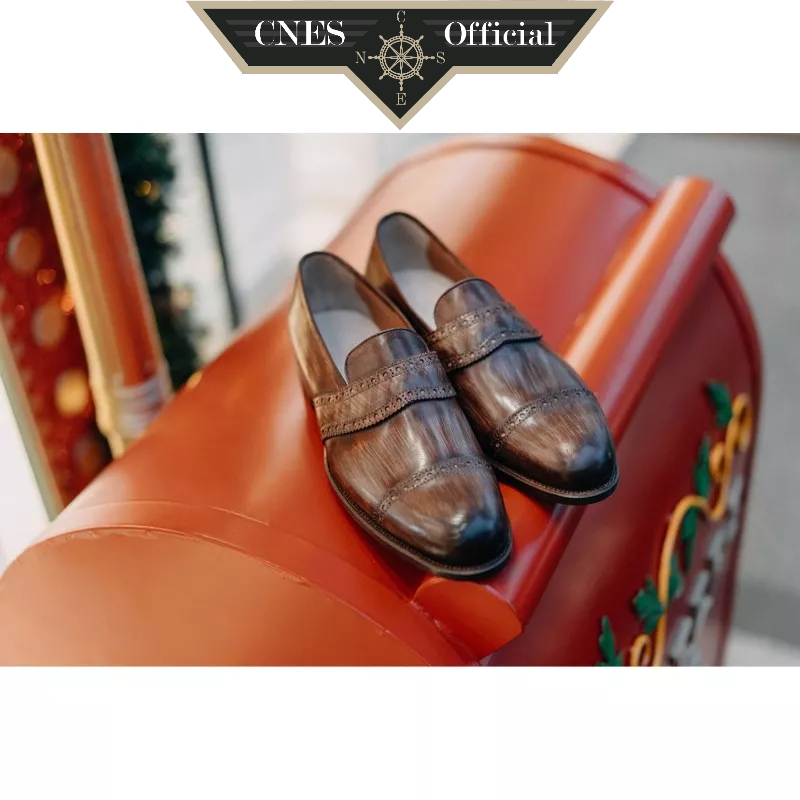 Giày Da Nam Kiểu Dáng Loafer Sang Trọng Lịch Sự Chất Liệu Da Bê Cao Cấp Thương Hiệu CNES (CN 171 M S5.5)