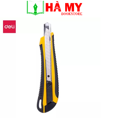 [Hỏa Tốc] Dao rọc giấy Deli E2039 loại 13 lưỡi tách rời, Vàng - Nhà Sách Hà My