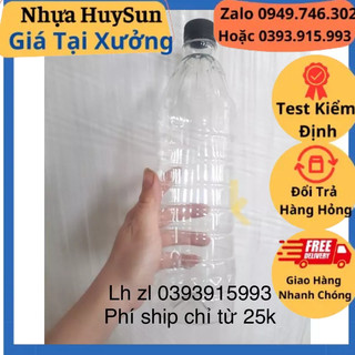 Chai nhựa 1000ml sọc nắp đen- trắng. Chai nhựa đẹp Huysun