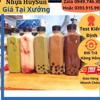 [ RẺ VÔ ĐỊCH ]50 chai trà sữa 330ml vuông nắp đen