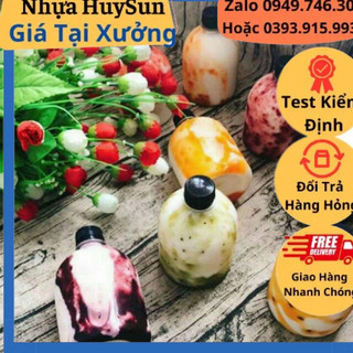 Chai Nhựa Tròn Lùn 500ml Đã Kèm Nắp - Chai Nhựa Đựng Trà Sữa- Nhựa Huysun
