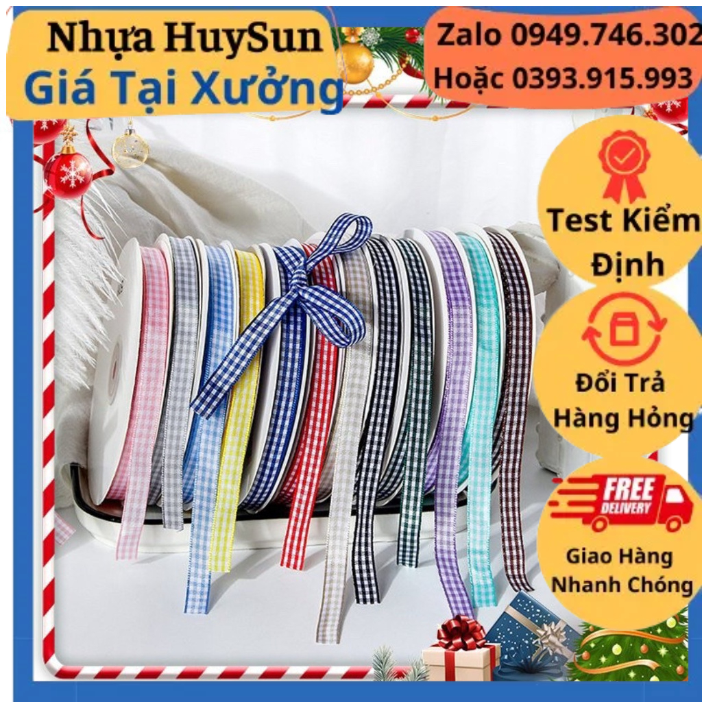 Dây Ruy Băng Caro Thắt Nơ, Trang trí. Phụ Kiện Chai Nhựa (1 Mét) . Nhựa HuySun