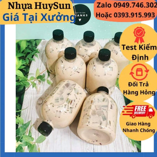 100 chai nhựa tròn lùn 500ml đã kèm nắp - chai nhựa đựng trà sữa- chai nhựa huysun