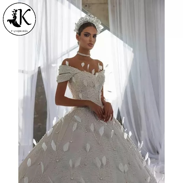 Lông Vũ Chiếc Lá Trắng Đính Kết Thời Trang