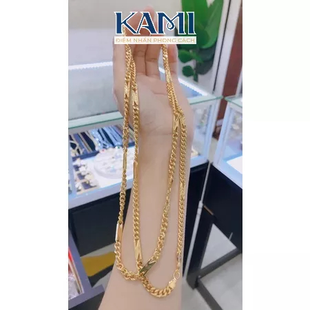 Dây chuyền lật chữ N nam nữ siêu sáng mạ vàng