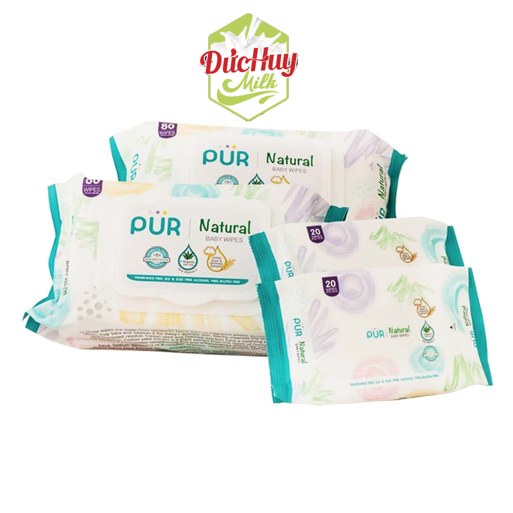 Khăn giấy ướt chính hãng Thái Lan PUR loại 20 tờ
