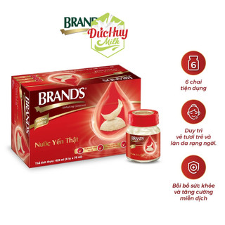 Hộp 6 chai nước yến thật brand's đường phèn