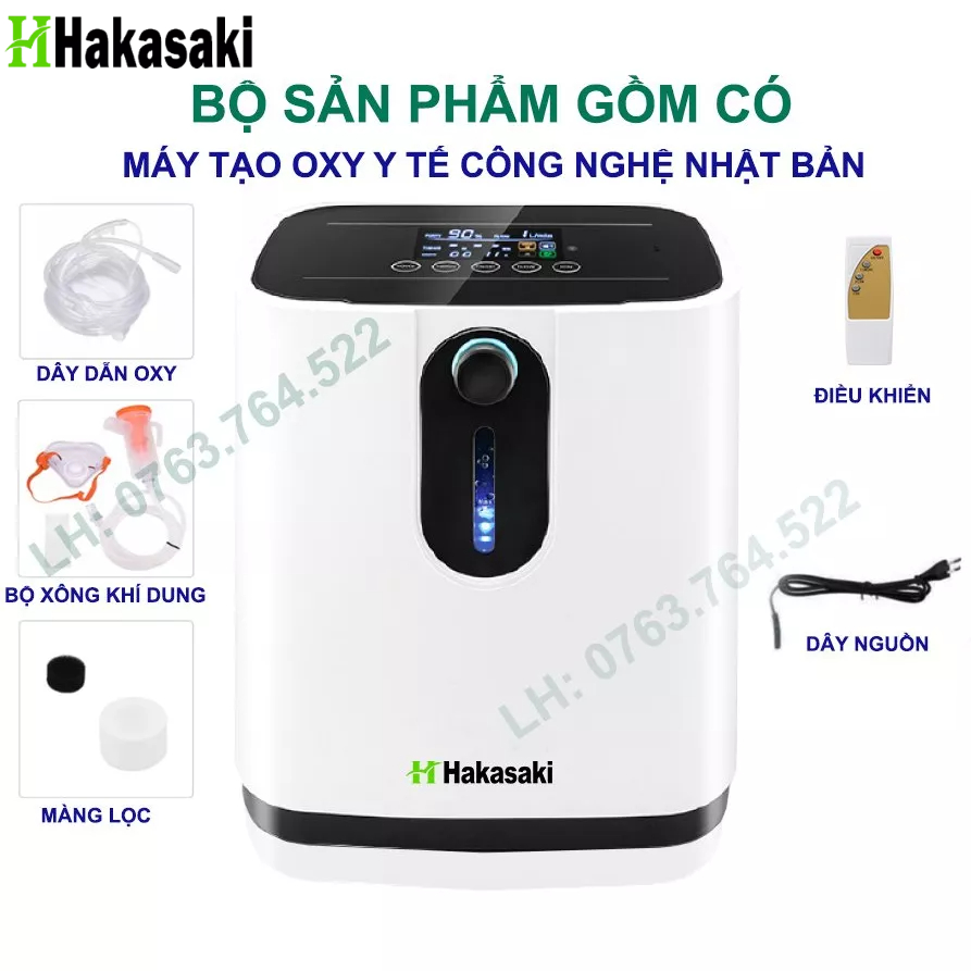 Máy tạo oxy y tế tại nhà công nghệ nhật bản HAKASAKI - hàng chính hãng bảo hành 12 tháng