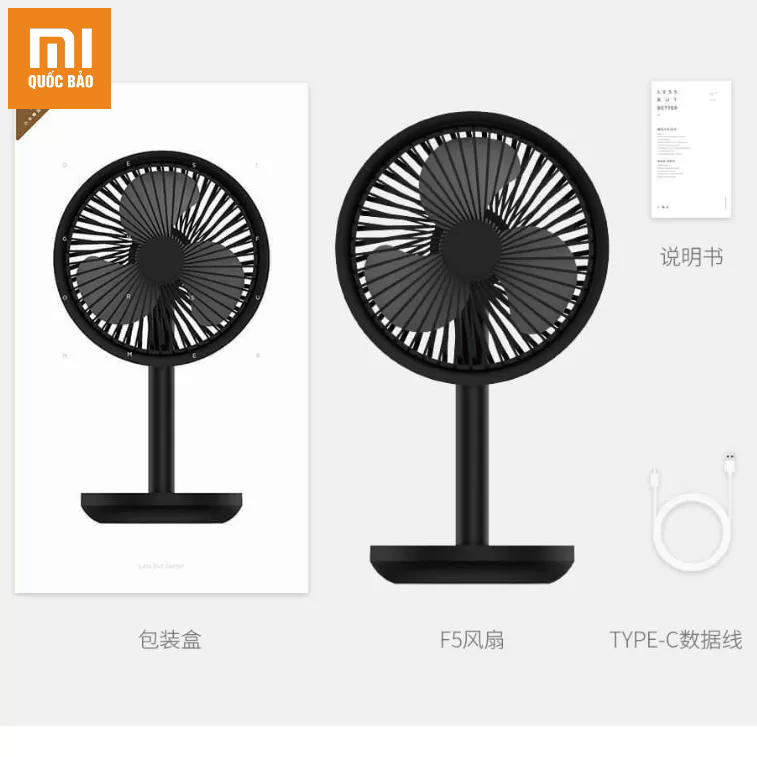 Quạt tích điện để bàn mini Xiaomi Solove F5- Ba chế độ gió, có thể xoay 60 độ