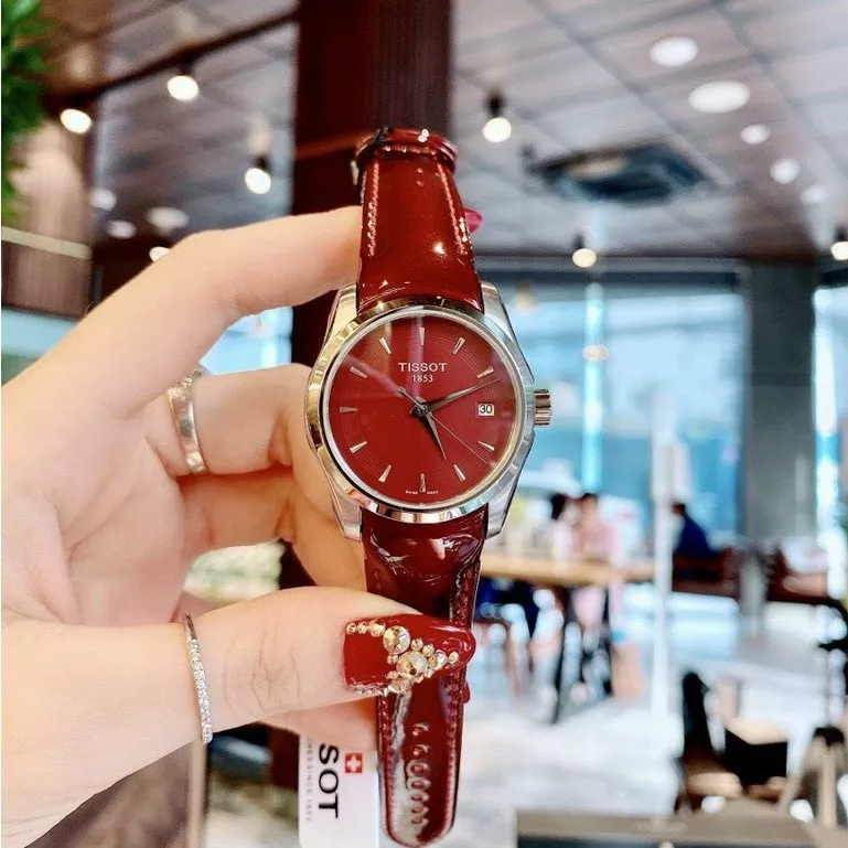Đồng hồ nữ TISSOT dây da bóng, mặt chống xước, tặng box, bảo hành 12 tháng