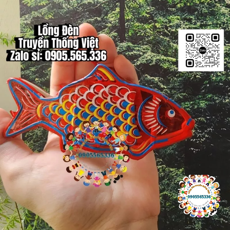 [Lồng Đèn Cá Mini 10cm] Lồng đèn mini khung nhựa giấy bóng kính truyền thống hình con cá