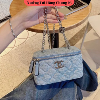 Túi xách nữ CN Jean xanh dáng cốp phối dây xích mẫu mới phong cách hàn quốc