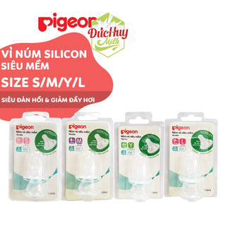Núm vú cổ hẹp silicone siêu mềm Pigeon