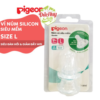 Núm vú cổ hẹp silicone siêu mềm Pigeon (2 cái/vỉ)
